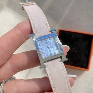 EXTREMELY RARE Hermes Heure H Watch Diamond MOP